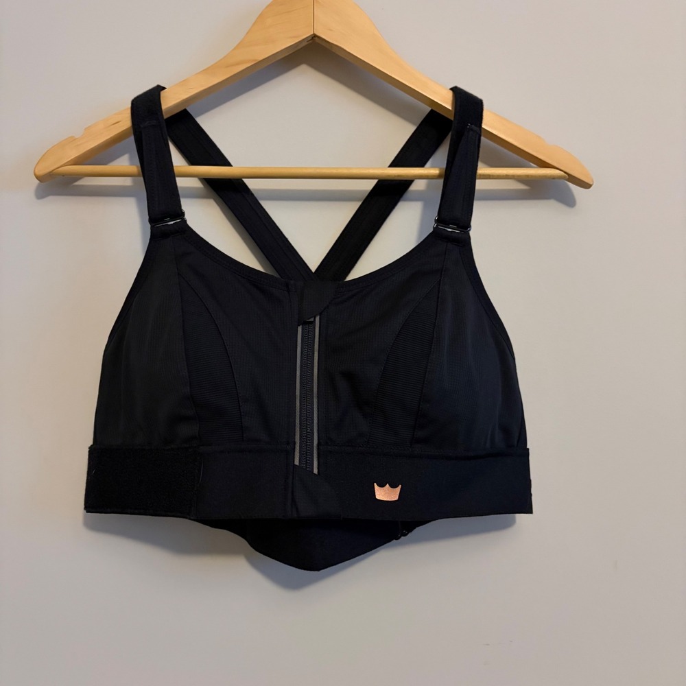 SHEFIT Ultimate Sports Bra Black High Impact Adjustable Front Zip Womens Medium